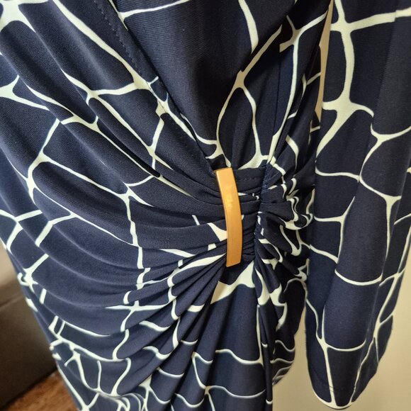 Navy Faux Wrap Dress - Picture 4 of 9